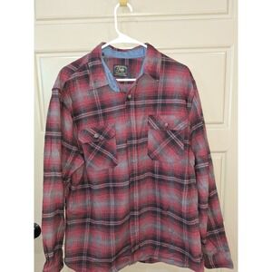 Jacks Heritage Flannel Plaid Shirt Red Black Gray Button Down Long Sleeve Mens